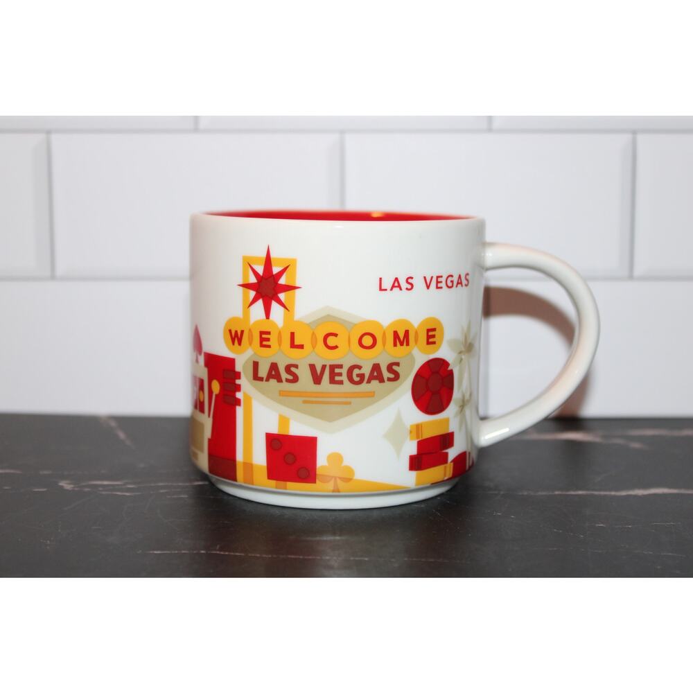 Starbucks Las Vegas Nevada You Are Here Mug 14oz Red Interior YAH Coffee Cup NWT